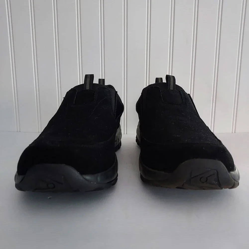 George Mens Black Suede Slip On Shoes Memory Foam Wide Width 9.5W